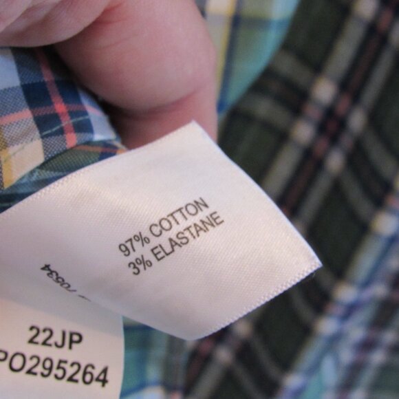 Orvis Mens XLT Cotton Blend Short Sleeve Checks Shirt Green Active Fit NWOT - Picture 7 of 9